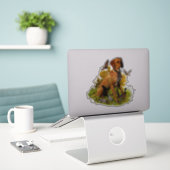 イングリッシュ・ポインター、鳥猟 シール (デスク上のノートパソコン)