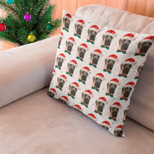イングリッシュ・マスティフ犬のクリスマス クッション