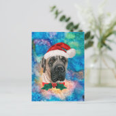 イングリッシュ・マスティフ犬のクリスマス シーズンポストカード (スタンド正面)