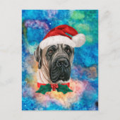 イングリッシュ・マスティフ犬のクリスマス シーズンポストカード (正面)