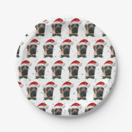 イングリッシュ・マスティフ犬のクリスマス ペーパープレート