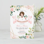 イングリッスペインのクピンク金ゴールドフローラガール《キリスト教》洗礼式や命名式 招待状 (スタンド正面)