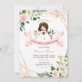 イングリッスペインのクピンク金ゴールドフローラガール《キリスト教》洗礼式や命名式 招待状 (裏面)