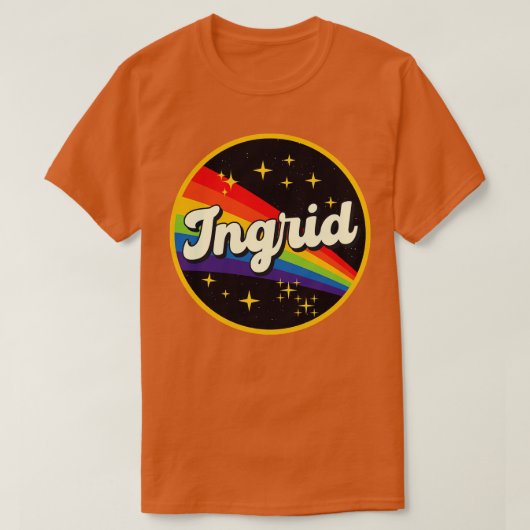 イングリットレインボーイン宇宙ヴィンテージスタイル Tシャツ (デザイン正面)