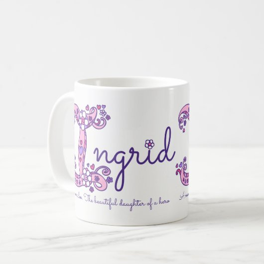 イングリッドの一流の意味装飾的なIモノグラムのマグ コーヒーマグカップ (正面左)