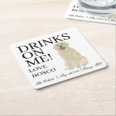 イングリッパーソナライズされたド・ゴールデン・リト結婚リーバー スクエアペーパーコースター (アングル)