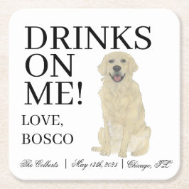 イングリッパーソナライズされたド・ゴールデン・リト結婚リーバー スクエアペーパーコースター