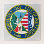 イングルウッドカリフォルニアシティシール ジグソーパズル (横)