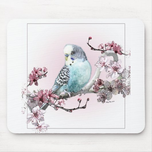 インコおよび桜のマウスパッド マウスパッド (正面)