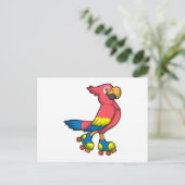 インコがスケーターとしてローラースケートを履く ポストカード (スタンド正面)