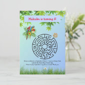 インコがパズル迷路の誕生日招待状に悩む 招待状 (スタンド正面)