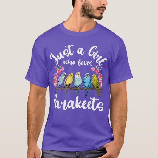 インコが好きな女の子のためのインコのGIF Tシャツ (正面)