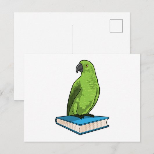 インコと本 ポストカード (正面/裏面)