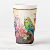 インコと花 カフェラテマグ (正面)