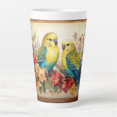 インコと花 カフェラテマグ (正面)