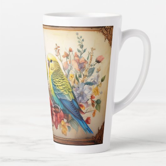インコと花 カフェラテマグ (右)
