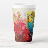 インコと花 カフェラテマグ (正面)