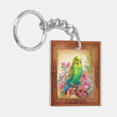 インコと花 キーホルダー (正面左)