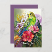 インコと花 サンキューカード (正面/裏面)