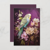 インコと花 サンキューカード (正面/裏面)