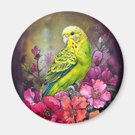 インコと花 マグネット