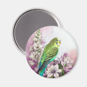 インコと花 マグネット (正面/裏面)