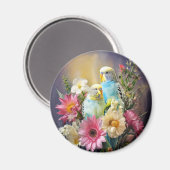 インコと花 マグネット (正面/裏面)