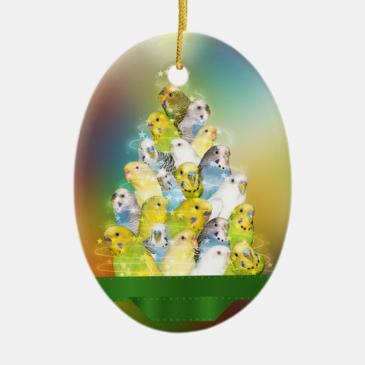 インコのクリスマスツリー セラミックオーナメント (正面)