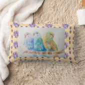 インコの水彩インコ クッション 黄色 花模様 (ブランケット)