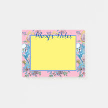 インコの水彩画アート 女性の名前の付箋紙