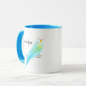 インコの水彩画 青 マグカップ (正面左)