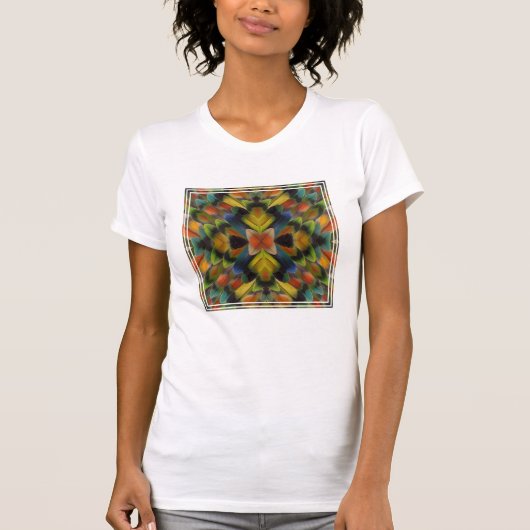 インコの羽のフラクタルデザイン Tシャツ (正面)