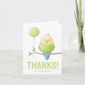 インコの誕生日折りたたみ感謝カード サンキューカード (正面)