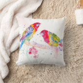 インコ アート 水彩画 アクア カラフル クッション (ブランケット)