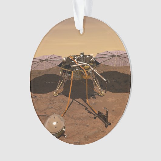 インサイト着陸装置が火星の表面で動作。 オーナメント (正面)