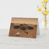 インサイト着陸装置が火星の表面で動作。 カード (黄色い花)