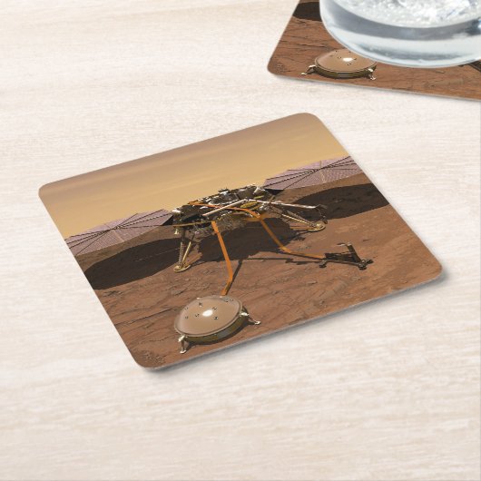 インサイト着陸装置が火星の表面で動作。 スクエアペーパーコースター (アングル)