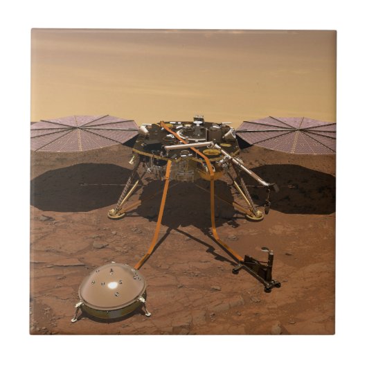 インサイト着陸装置が火星の表面で動作。 タイル (正面)