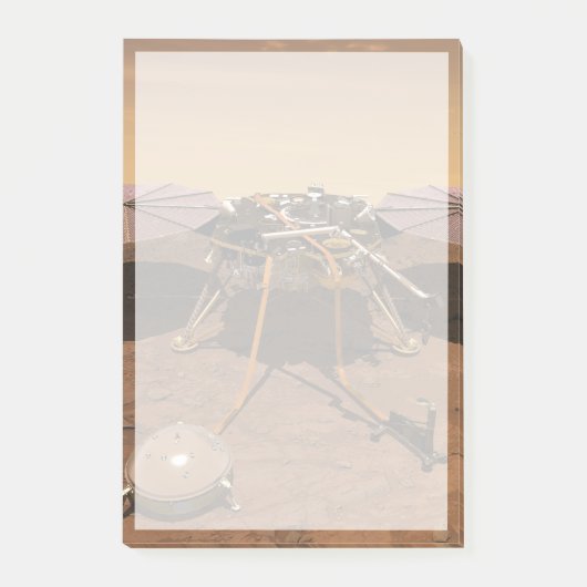 インサイト着陸装置が火星の表面で動作。 ポストイット (正面)