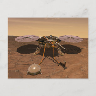 インサイト着陸装置が火星の表面で動作。 ポストカード