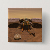 インサイト着陸装置が火星の表面で動作。 缶バッジ (正面)
