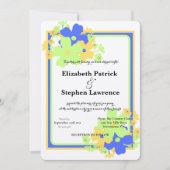 インサイドアウト黄色の青の緑のエレガントな結婚式 招待状 (正面)