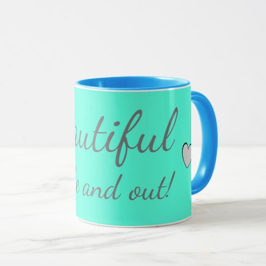 インサイドアンドアウトビュート引用文ターコイズブルー マグカップ (正面右)