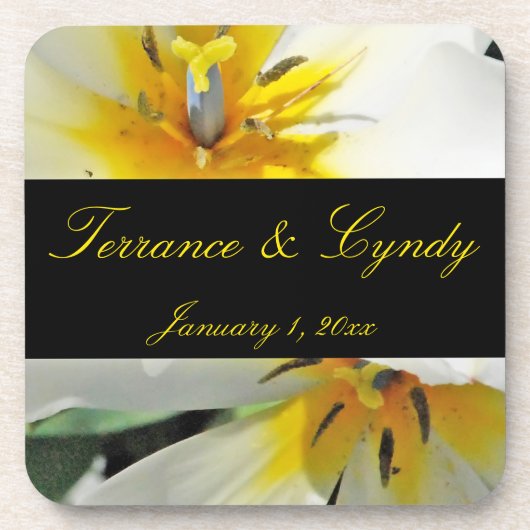 インサイドホワイトリリ結婚ーズパーソナル コースター (正面)