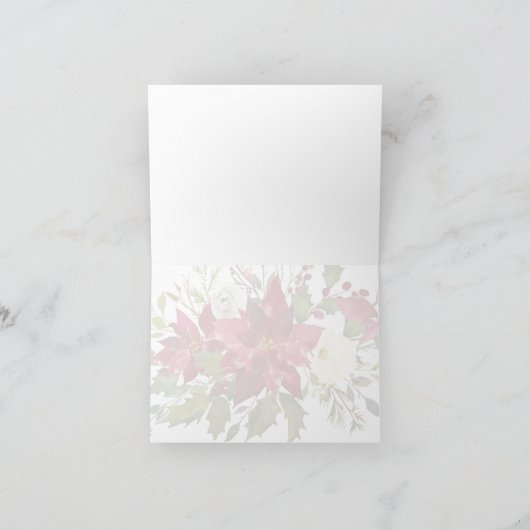 インサイド空白のポインセチア緑のクリスマ結婚ス サンキューカード (内部)