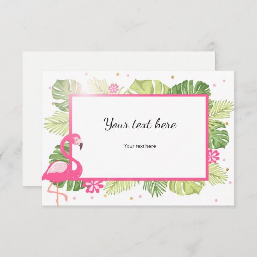 インサートカードフラミンゴトロピカルピンク金ゴールドハワイ エンクロージャーカード (正面/裏面)