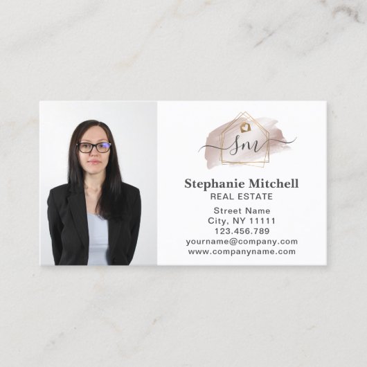 インサートフォト実在エステート不動産仲介業者鍵ハウス金ゴールド 名刺 (正面)