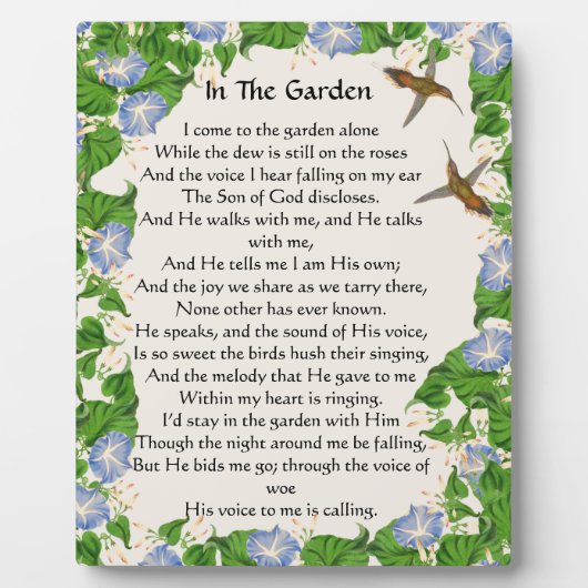 インザガーデン賛美歌フラワーズフローラハチドリ フォトプラーク (正面)