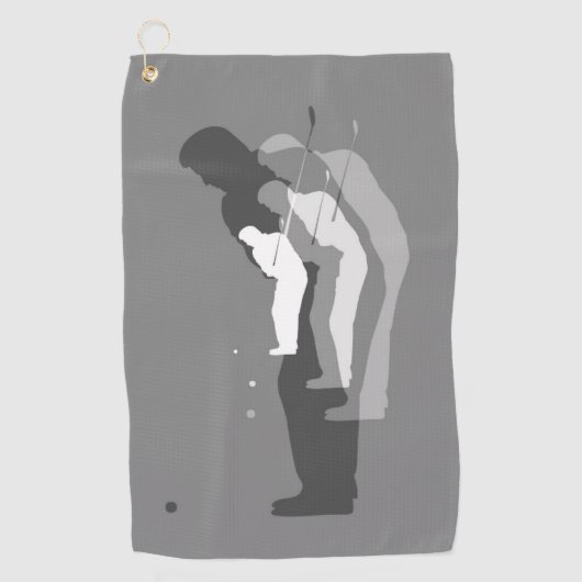 「インザスイング」離れハンドゴルファーのタオル(B&W) ゴルフタオル (正面)