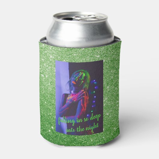 インザナイトグリーンフェイクグリッター 缶クーラー (缶正面)